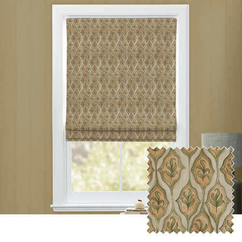 Geometric Orange M2M - Zephyr Printed Cotton Made to Measure Roman Blinds Sunset Voyage Maison
