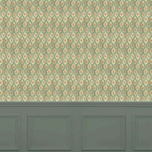 Geometric Green Wallpaper - Zephyr  1.4m Wide Width Wallpaer (By the Metre) Moss Voyage Maison