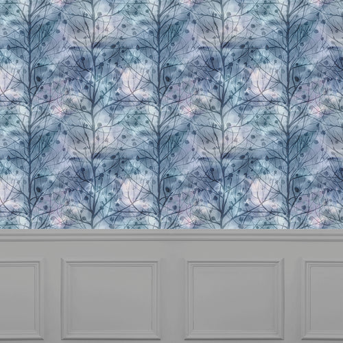 Abstract Blue Wallpaper - Zeus  1.4m Wide Width Wallpaper (By The Metre) Midnight Voyage Maison