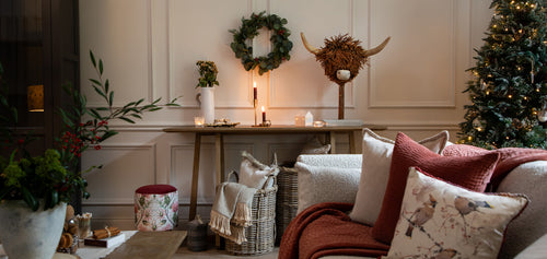 cosy living room decorated for Christmas